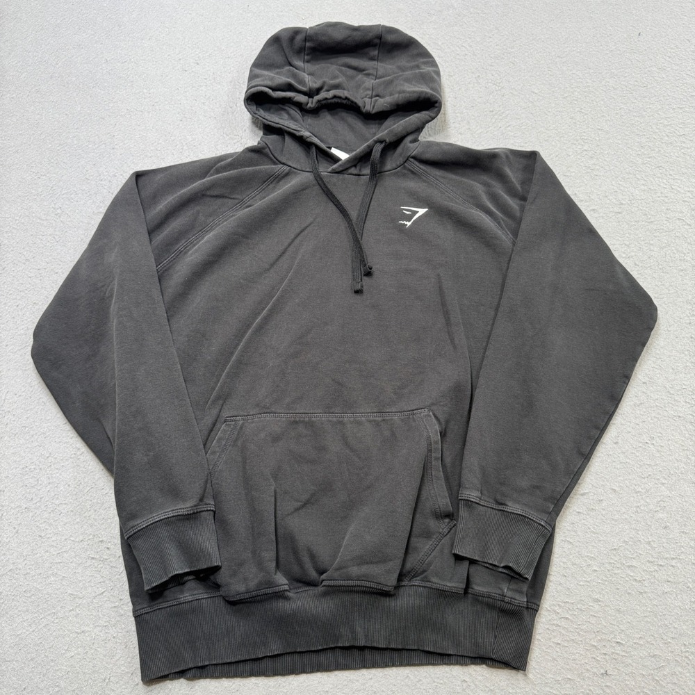 Gymshark Hoodie Men's XL Black Fleece Lined Loose Fit Pullover Training Lounge